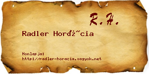 Radler Horácia névjegykártya